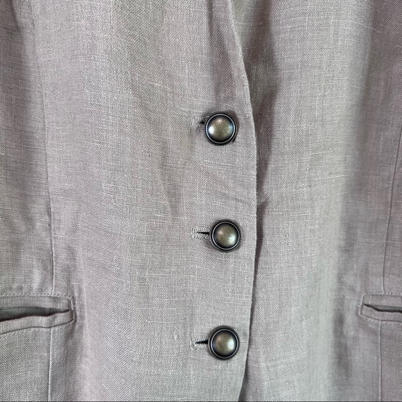 100% Natural Linen CHICOS Band Collar Minimalist Coat Duster Jacket Blazer L - Picture 7 of 16